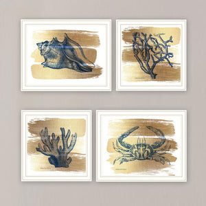 English Elm Trendy Decor 4u Gold Sea Four Panel White Framed Coastal Wall Art Set for Any Room B067P255240