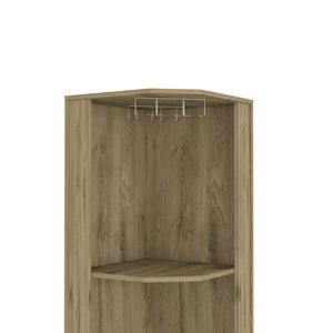 English Elm Reese Corner Bar Cabinet with Wine Rack Stemware Storage and Paneled Double Doors B128S00157
