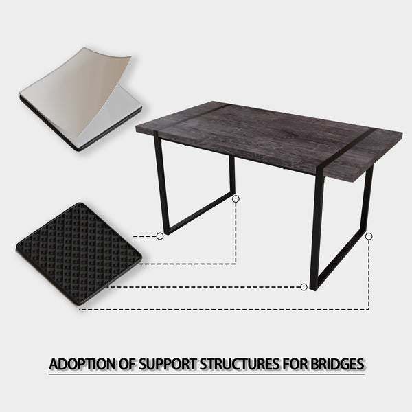 English Elm 59" Modern Farmhouse Dining Table Set - 6-Piece Mdf & Metal With Pu Armless Chairs, Stylish & Durable W2189S00217