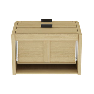 English Elm Grace 28" Nightstand with 2 Drawers in Natural Oak & Black — Modern MDF, Solid Wood Accents, Glam Handles B365P398194