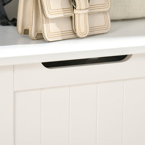 English Elm HOMCOM Mudroom Hall Tree with Bench, 4 Double Hooks, Shoe Storage & Anti-Tip Design, White W2225P173984