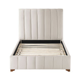 Twin Size Modern Upholstered Queen Bed Frame Platform with Headboard, Wooden Slats Support - White