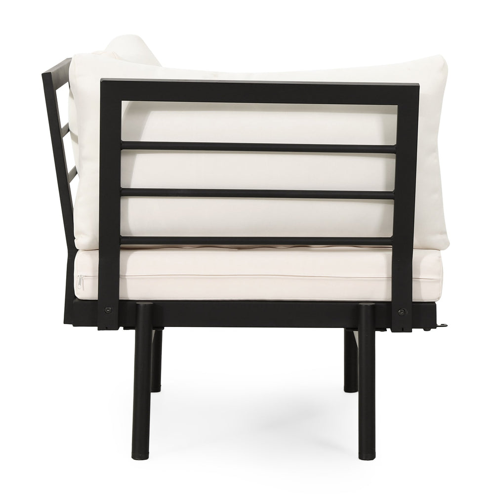 English Elm Christopher Knight Home® - THEO Iron Frame Corner Sofa with Acacia Coffee Table, Teak Accents, Water‑Resistant Cream Cushions (96) 72249.00CRM