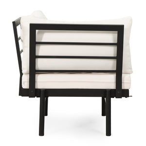 English Elm Christopher Knight Home® - THEO Iron Frame Corner Sofa with Acacia Coffee Table, Teak Accents, Water‑Resistant Cream Cushions (96) 72249.00CRM