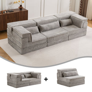 English Elm Compression Mahjong Sofa Bed – Versatile Modular Floor Sofa With No Assembly, Soft Fleece & Pillows W3723S00020