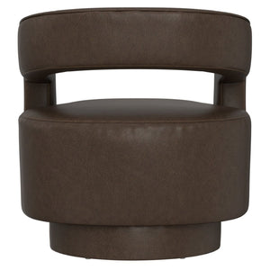 English Elm Brown Swivel Accent Chair Wraparound Geometric Cutout Textured Fabric Living Room Seat Dark Brown B2709P474409