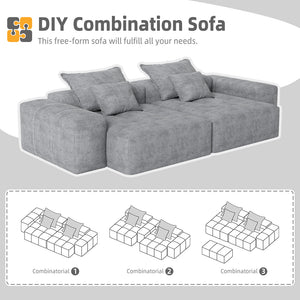 English Elm Modern Oversized Modular Sectional Sofa - Sparkling Chenille, 2 Chaise Lounges, 4 Pillows, Grey W1885S00064