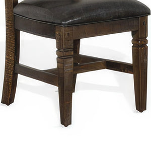 English Elm Flint Ladderback Dining Chairs Set of Two Mahogany Frame with Gray Upholstered Seat B056P416924