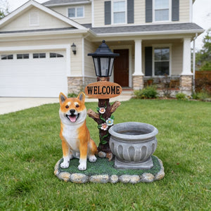 English Elm Sitting Corgi Resin Planter Sculpture Whimsical Porch Garden Decor with Succulent Cavity W5398P464247
