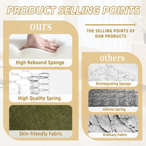 English Elm UNITED Folding Sofa Bed with Removable Cover Zipper, Chenille Memory Foam Sleeper for Small Spaces Green W1568P293807