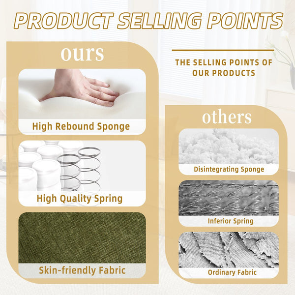 English Elm UNITED Folding Sofa Bed with Removable Cover Zipper, Chenille Memory Foam Sleeper for Small Spaces Green W1568P293807