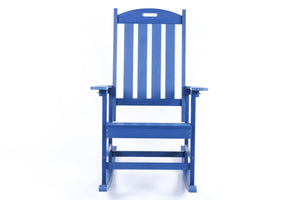 English Elm Rocking all-weather outdoor lounge chair in wood-look HIPS with 304 stainless accents, durable comfort Navy Blue W2085P363930