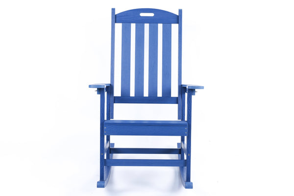English Elm Rocking all-weather outdoor lounge chair in wood-look HIPS with 304 stainless accents, durable comfort Navy Blue W2085P363930