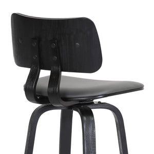 English Elm Pico Swivel Bar Stool Gray Faux Leather Seat with Tapered Wood Base for Kitchen Island B2736P464836