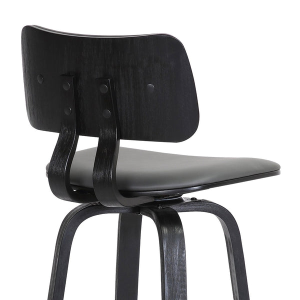 English Elm Pico Swivel Bar Stool Gray Faux Leather Seat with Tapered Wood Base for Kitchen Island B2736P464836