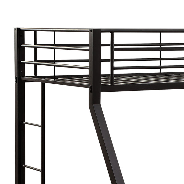 English Elm Sandy Sandy Black Twin XL/Queen Bunk Bed Stacked Metal Frame, Built-In Double Ladder & Guardrail B062S00469