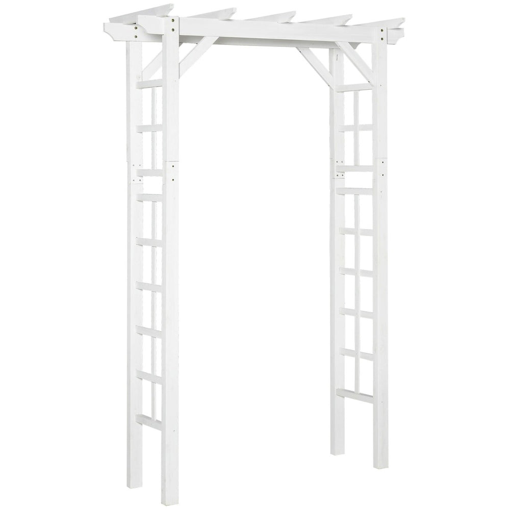 English Elm Outsunny Carbonized Fir Wood Garden Arbor Arch with Lattice Roof for Climbing Vines W2225P174423