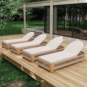 English Elm Christopher Knight Home® - Outdoor Acacia Wood Lounge Chair Set Of 4 - Adjustable, Weather-Resistant, Modern Coastal Design N770P298695B004
