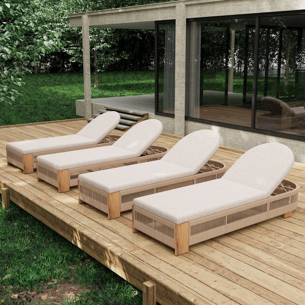 English Elm Christopher Knight Home® - Outdoor Acacia Wood Lounge Chair Set Of 4 - Adjustable, Weather-Resistant, Modern Coastal Design N770P298695B004