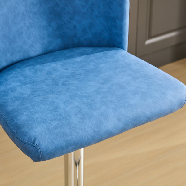 English Elm A&A Modern Swivel Barstools With Adjustable Height & Chrome Base - Stylish Blue Pu Upholstery, Set Of 2 W1143P193494