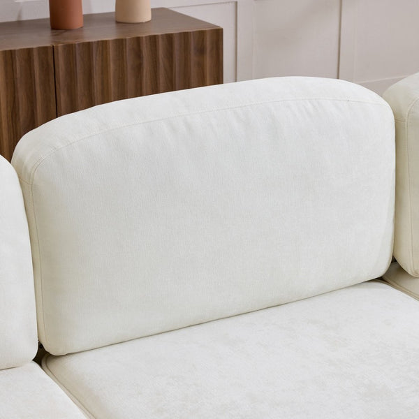 English Elm 103.15'' Chenille L-shaped Sectional Sofa with Detachable Pleated Skirt and Ottoman White W3612S00044