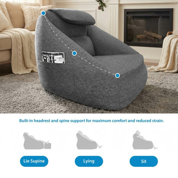 English Elm One Size Cloud Inflatable Ergonomic Couch with Headrest Five Chamber Portable Seat Charcoal B035P408430
