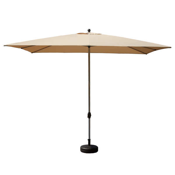 English Elm Rectangle Patio Umbrella with Crank Lift and Tilt, UV-Resistant 180G Polyester Canopy, Ventilated Shade (Base Not Included) Beige W1859P353593