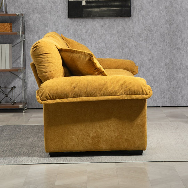 English Elm 84" Chenille Sofa Loveseat with Memory Foam & Pocket Springs, Plush Dual-Layer Comfort, Sturdy Frame Yellow W676S00012