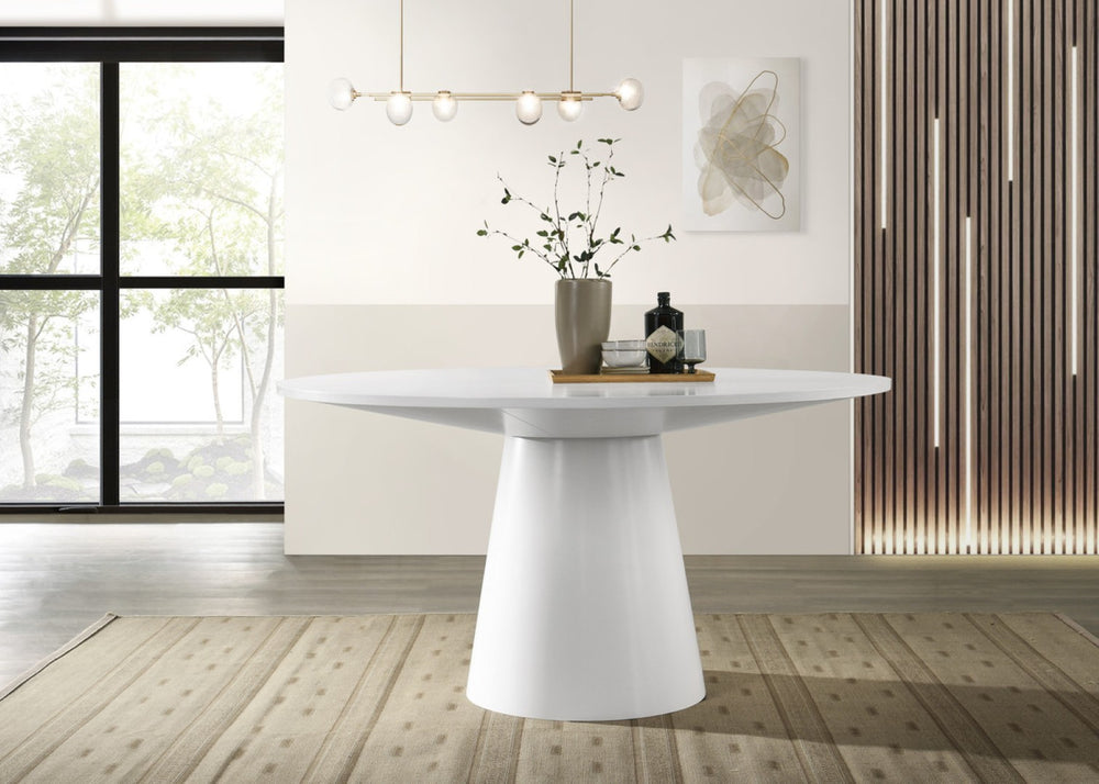 English Elm Jacopo Round Pedestal Dining Table Seats Six with Natural Wood Grain White Finish B2749S00219