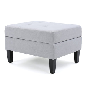 English Elm Christopher Knight Home® - STORAGE ottoman with tufted waffle stitch, birch wood legs, ample hidden storage and contemporary style LIGHT GREY 57608.00LGY