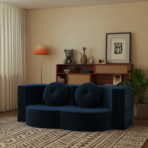 English Elm Folding Foam Futon Sofa Sleeper Twin Size Floor Lounger for Guest or Studio Use Blue W2353P386232