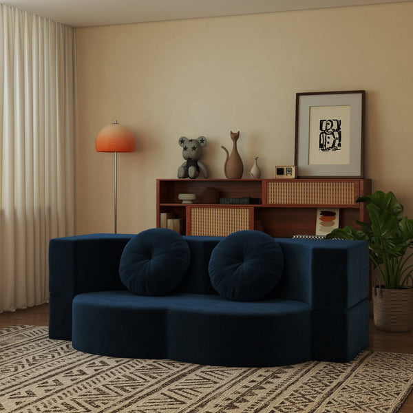 English Elm Folding Foam Futon Sofa Sleeper Twin Size Floor Lounger for Guest or Studio Use Blue W2353P386232