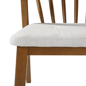 English Elm 7-piece Rubberwood Windsor Spindle Back Dining Set with Upholstered Seats for Family Rooms Beige,Walnut N768P427476W_N768P427477W_6