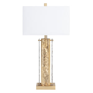 Crestview Collection 32"H Luxurious Gold Metal & Glass Table Lamp With Rectangular Shade - Modern Elegance For Your Home   Cvaer1988a