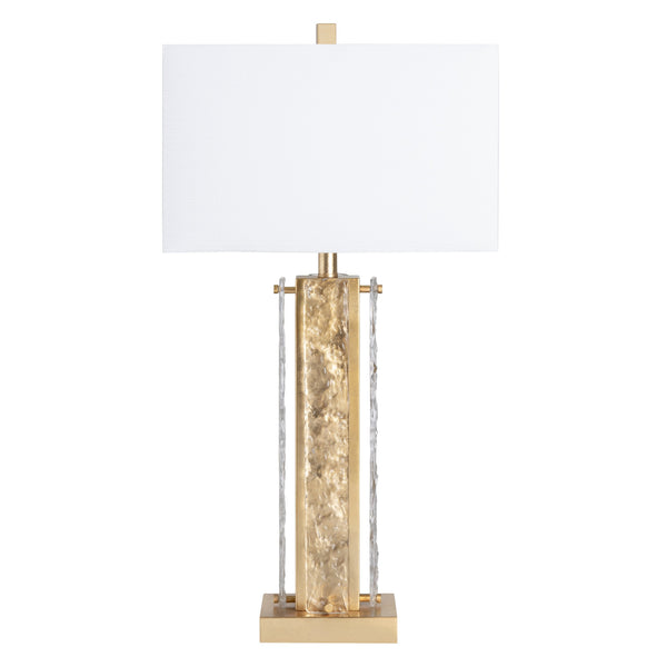 Crestview Collection 32"H Luxurious Gold Metal & Glass Table Lamp With Rectangular Shade - Modern Elegance For Your Home   Cvaer1988a
