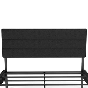 English Elm Queen Upholstered Platform Bed Fabric Headboard 14 Inch Storage No Box Spring T3963P383602