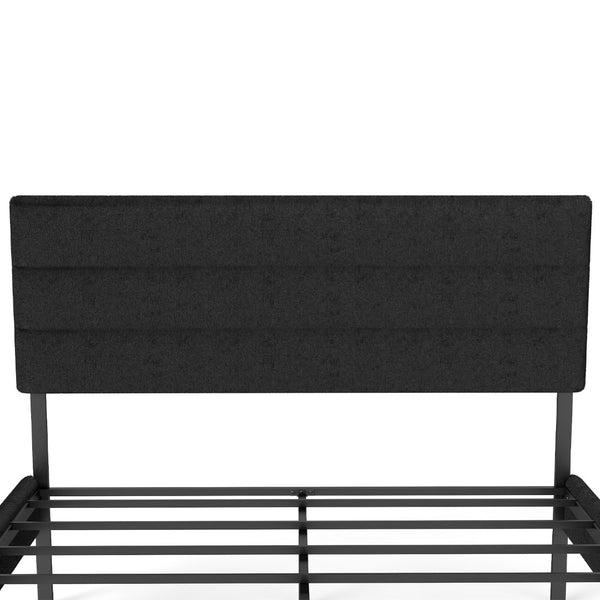 English Elm Queen Upholstered Platform Bed Fabric Headboard 14 Inch Storage No Box Spring T3963P383602