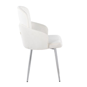 English Elm Dahlia Modern Dining Chairs Set Of 2 - Cream Velvet With Chrome & Gold Accents For Stylish Dining B202S01203
