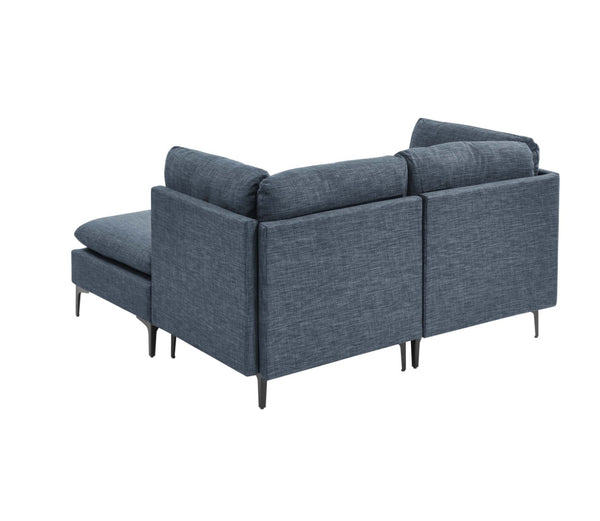 English Elm Linen Modular Sectional Sofa with Black Metal Legs Mid-century Living Room Seating B2748S00116