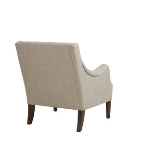 JLA Home Madison Park - Button Tufted Accent Chair with Plush Removable Cushion, Solid Morocco-Finish Wood Legs for Elegance and Comfort Beige FPF18-0514