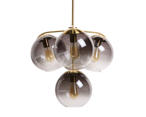 Sunpan Kamara Modern Chandelier with Clear and Grey Glass Shades – Elegant Cluster Design for Any Space Brass