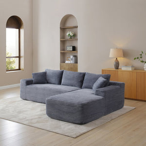 English Elm 105'' Cloud Sectional Sofa Deep Seat Corduroy Upholstered L-shape for Living Room W1117S00389