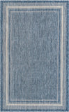 Unique Loom Outdoor Border Soft Border Machine Made Border Rug Blue, Ivory/Gray 5' 3" x 8' 0"