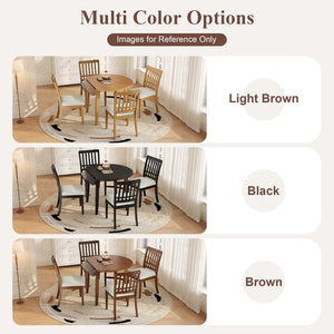 English Elm 2-piece Scandinavian Rubberwood Dining Chair Set with Curved Backrest and Padded Fabric Seat Black N752P405934B