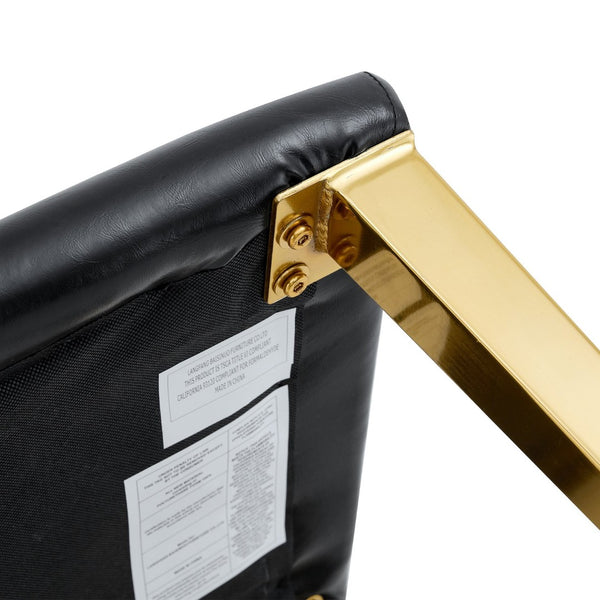 English Elm Set Of 4 Modern Black Pu Leather Backrest Chairs With Gold Metal Legs For Stylish Home Decor W3226P279074-GIGA