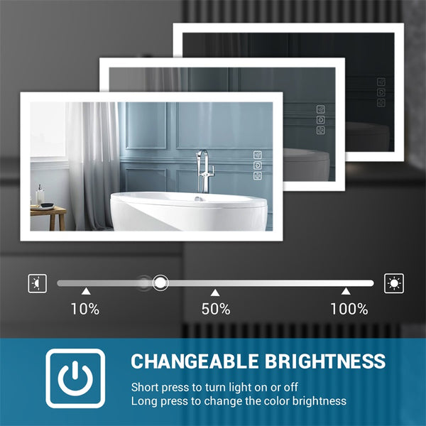 English Elm Bright Led Bathroom Mirror 48" X 36" - Dimmable Lighting, Quick Defog, Hd Reflection, Wall Mounted Elegance T3177P296168