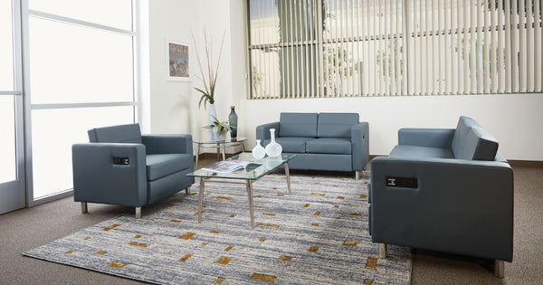 OSP Home Furnishings Atlantic Lounge Chair with Built-in Ac Outlet and Usb Port for Modern Living Spaces Blue ATL51-R105