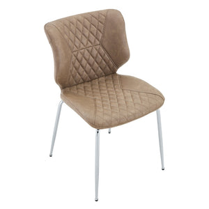 English Elm Dark Oil Waxed Faux Leather Dining Chair Set with Diamond Tufted High Back Metal Legs W3493P444879