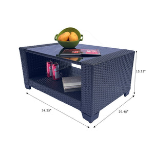 English Elm Outdoor 7-Piece Pe Rattan Patio Furniture Set With Cushions & Coffee Table For Stylish Relaxation W213S00046-GIGA