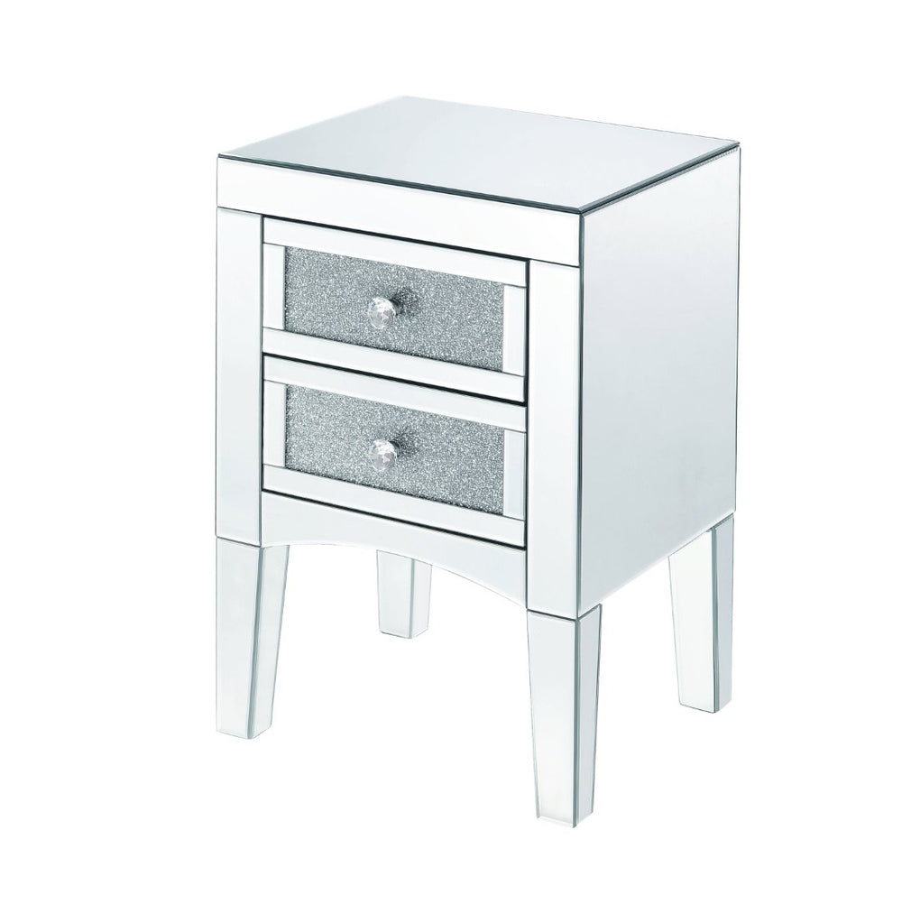 English Elm Noralie Glam Mirrored Accent Table with Faux Diamond Inlays and Two Storage Drawers B2726P457137